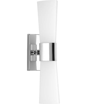 Zura 2-Light Etched Opal Glass Modern Bath Vanity Light Polished Chrome