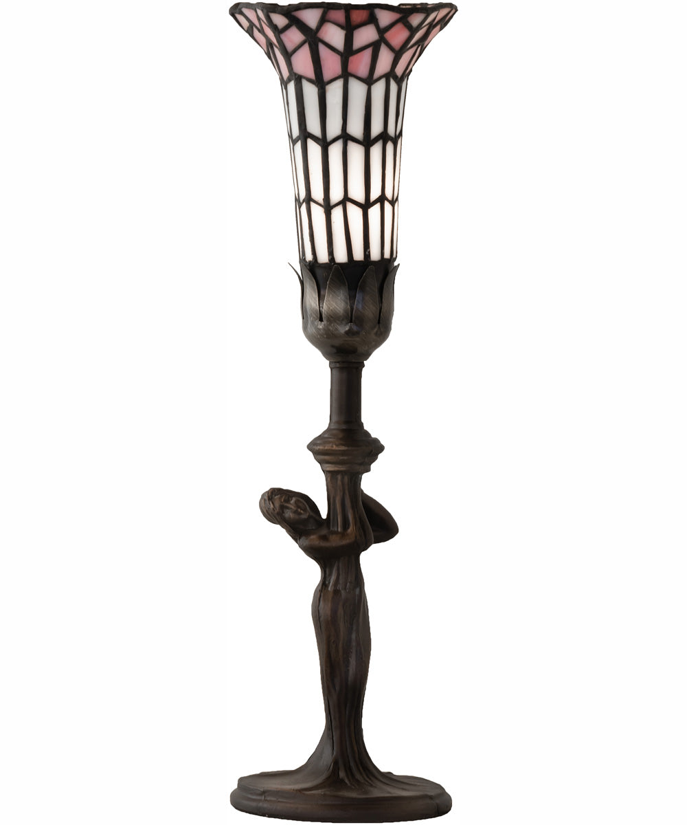 15" High Stained Glass Pond Lily Nouveau Lady Accent Lamp