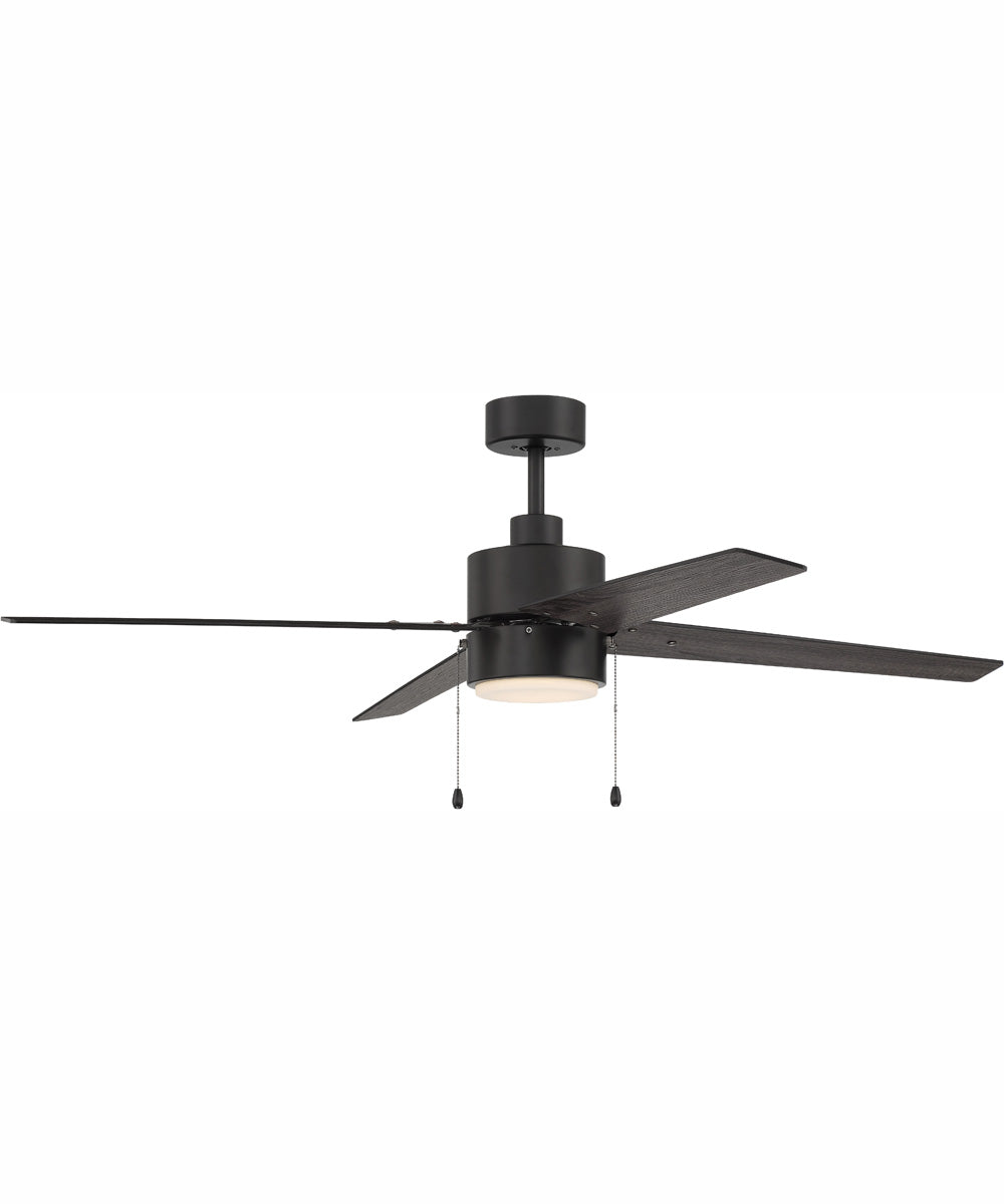 52" Terie 1-Light Ceiling Fan Flat Black