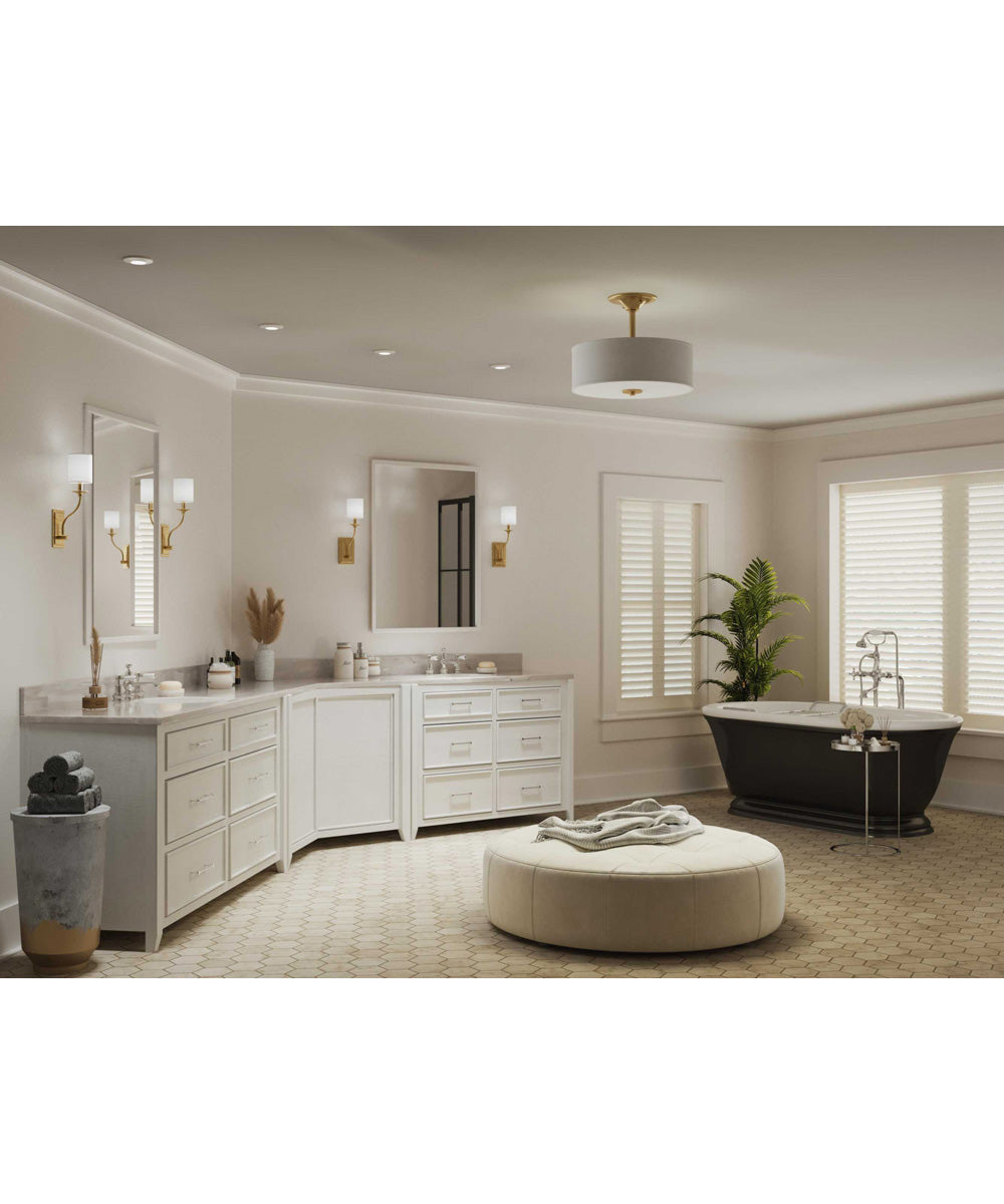 Inspire 2-Light Summer Linen Shade New Traditional Semi-Flush Light Satin Brass