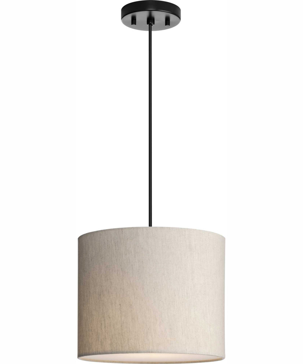 Markor 1-Light Ecru Linen Shade Transitional Pendant Brushed Nickel;Matte Black;Vintage Brass