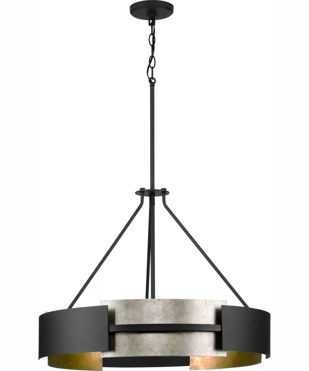 Lowery 5-Light Matte Black/Aged Silver Leaf Industrial Luxe Pendant Matte Black