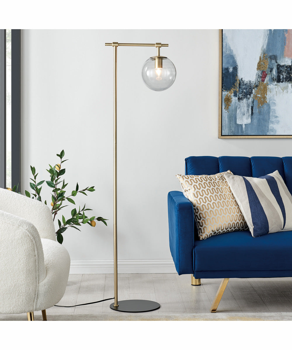 Lencho 1-Light Floor Lamp Gold/Smoke Glass Shade