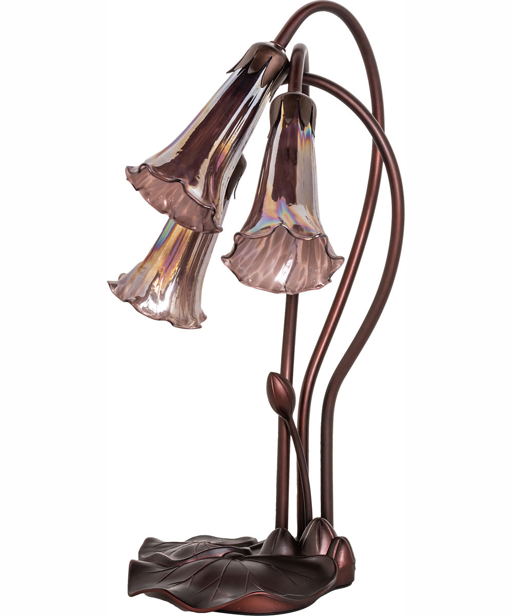 16" High Purple Iridescent Tiffany Pond Lily 3 Light Accent Lamp