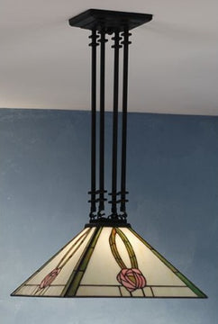 22"W Mack Pink Rose 4 Post Pendant