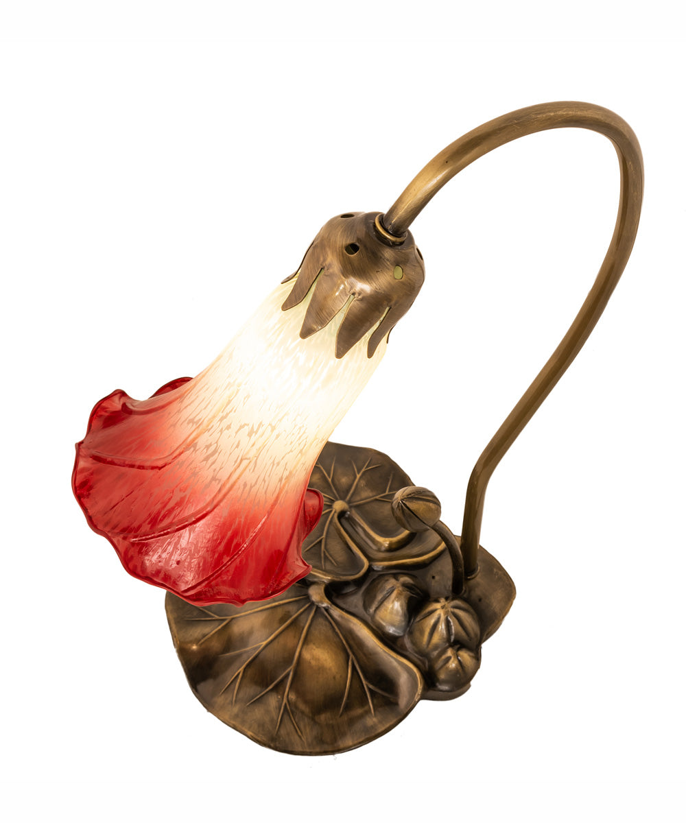 16" High Seafoam/Cranberry Tiffany Pond Lily Accent Lamp