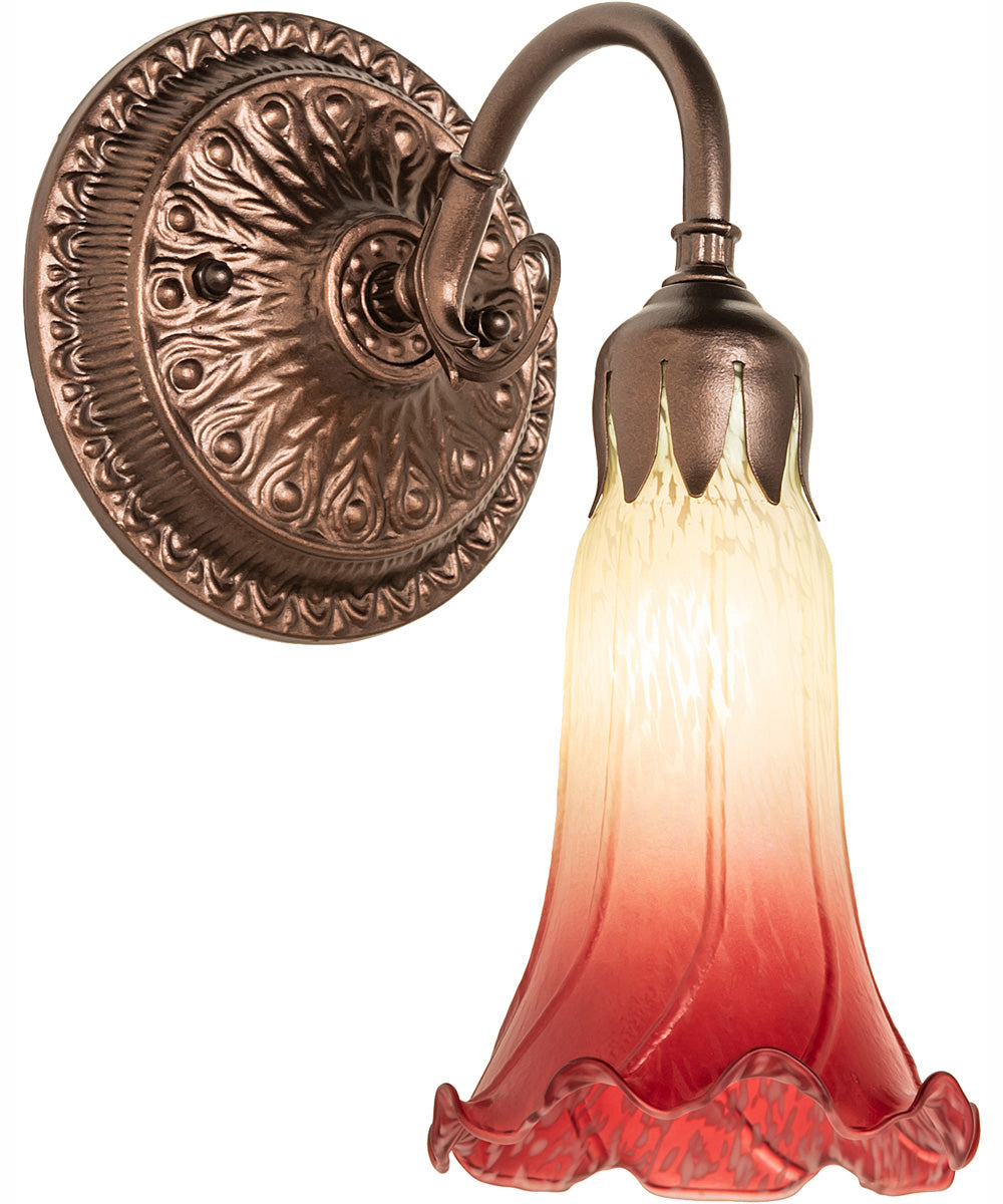 5" Wide Seafoam/Cranberry Pond Lily Victorian Wall Sconce