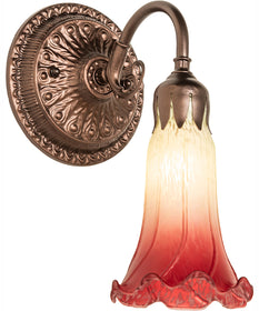5" Wide Seafoam/Cranberry Pond Lily Victorian Wall Sconce
