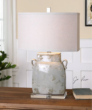 25"H Melizzano Ivory-Gray Table Lamp