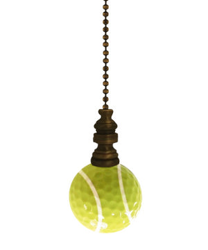 Tennis Ball Ceiling Fan Pull, 2.25"h with 12" Antiqued Brass Chain