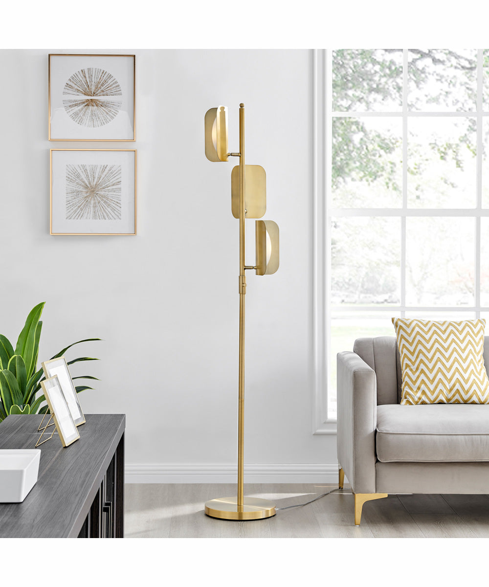 Qwin 3-Light Led 3-Light Floor Lamp Antique Brass/White Acrylic Shade