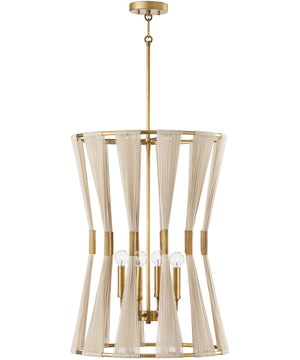 Bianca 4-Light Foyer Bleached Natural Rope and Patinaed Brass