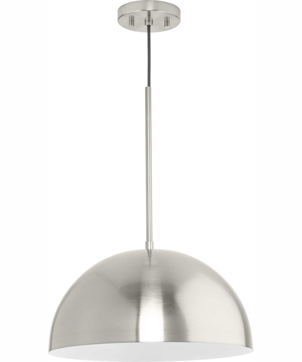 Perimeter 1-Light Mid-Century Modern Pendant with metal Shade Brushed Nickel