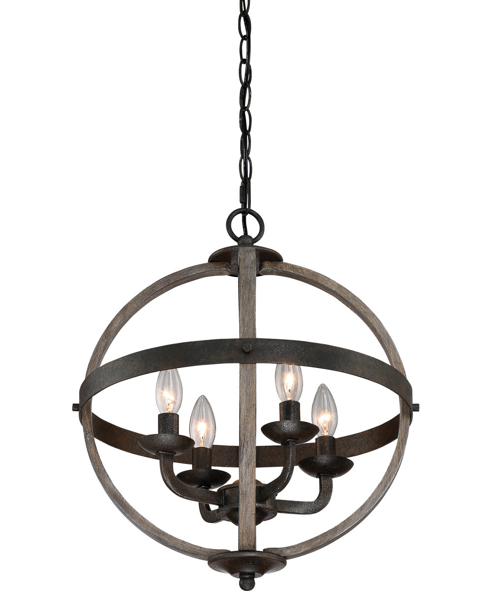 Fusion 4-light Pendant Rustic Black