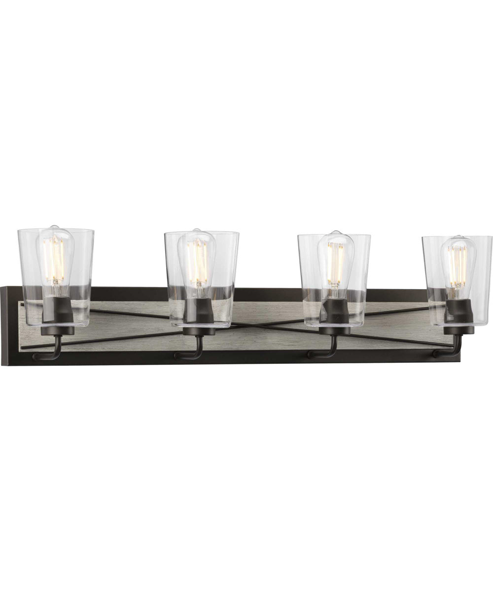 Briarwood 4-Light Clear Glass Coastal Bath Vanity Light Graphite