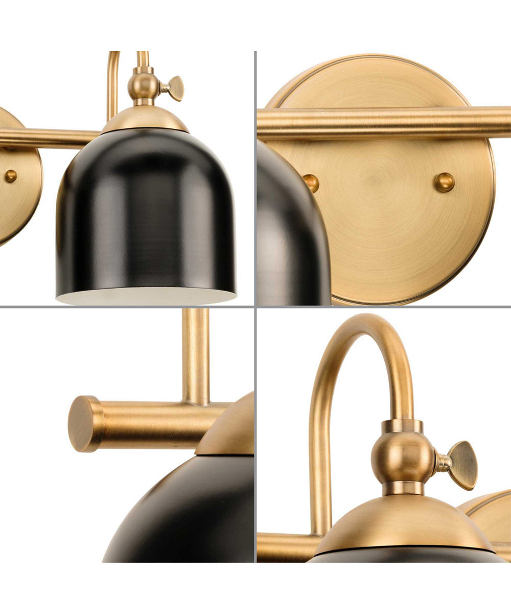 Dalton 2-Light Farmhouse Metal Shade Bath Vanity Light Vintage Brass