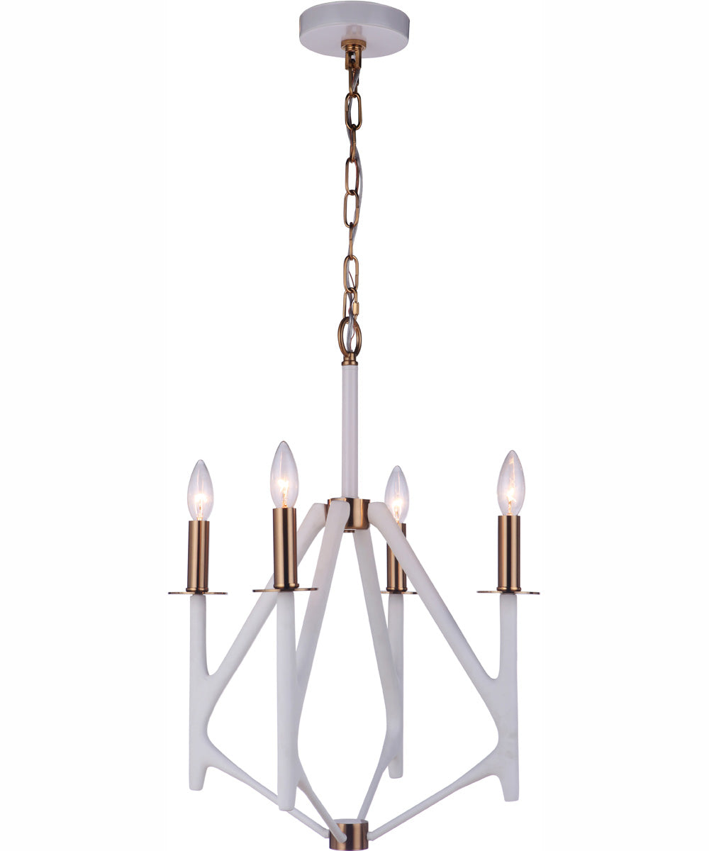 The Reserve 4-Light Foyer Matte White / Satin Brass