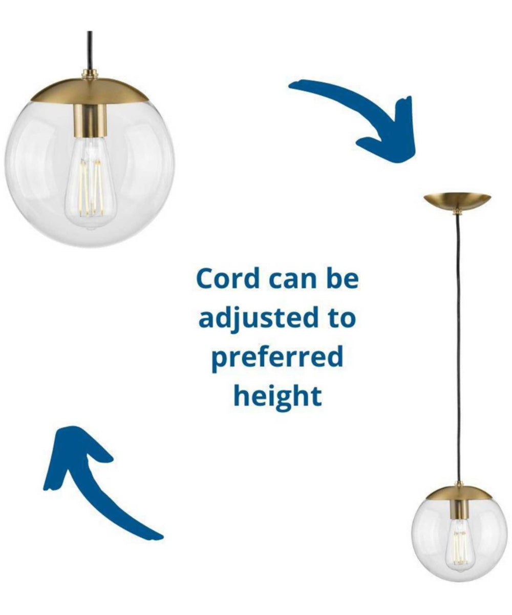 Atwell 10-inch Clear Glass Globe Medium Hanging Pendant Light Brushed Bronze