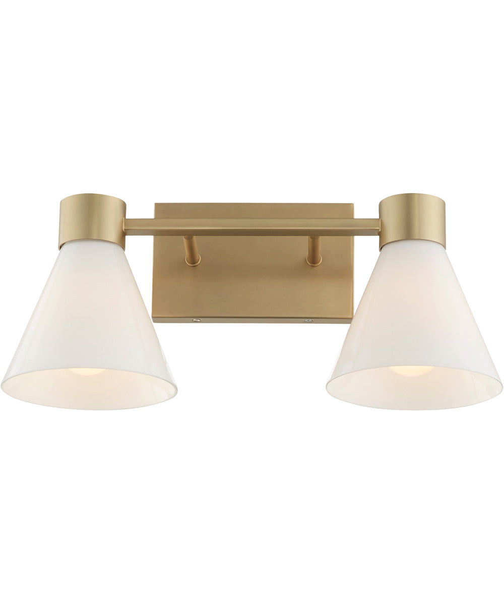 Beldar 2-light Bath Vanity Light Aged Brass w/ Gloss Opal
