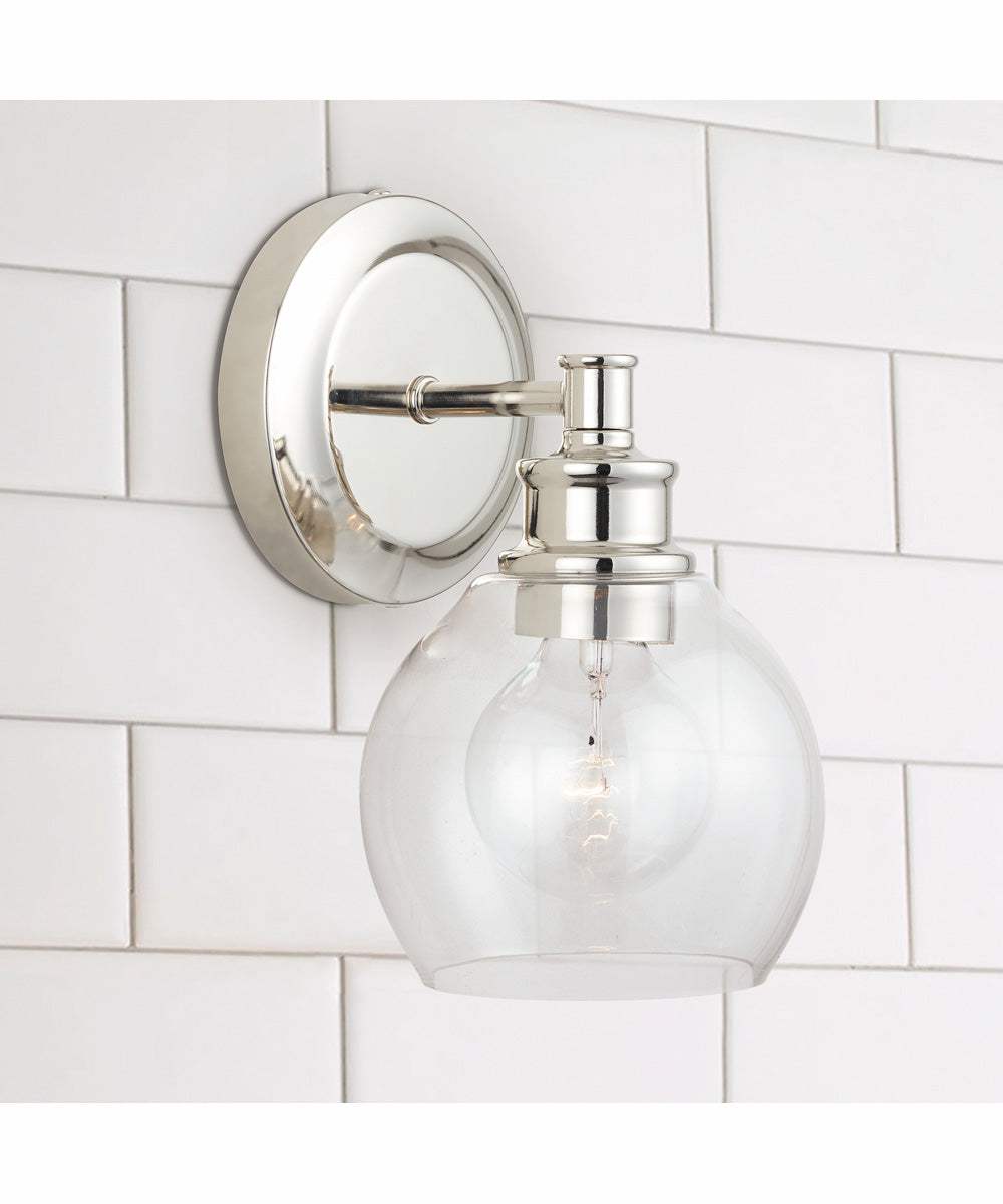 Mid Century 1-Light Sconce Polished Nickel