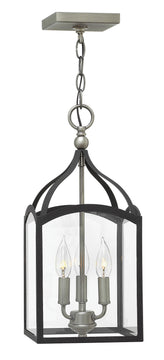 8"W Clarendon 3-Light Small Pendant Foyer in Aged Zinc