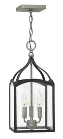 8"W Clarendon 3-Light Small Pendant Foyer in Aged Zinc