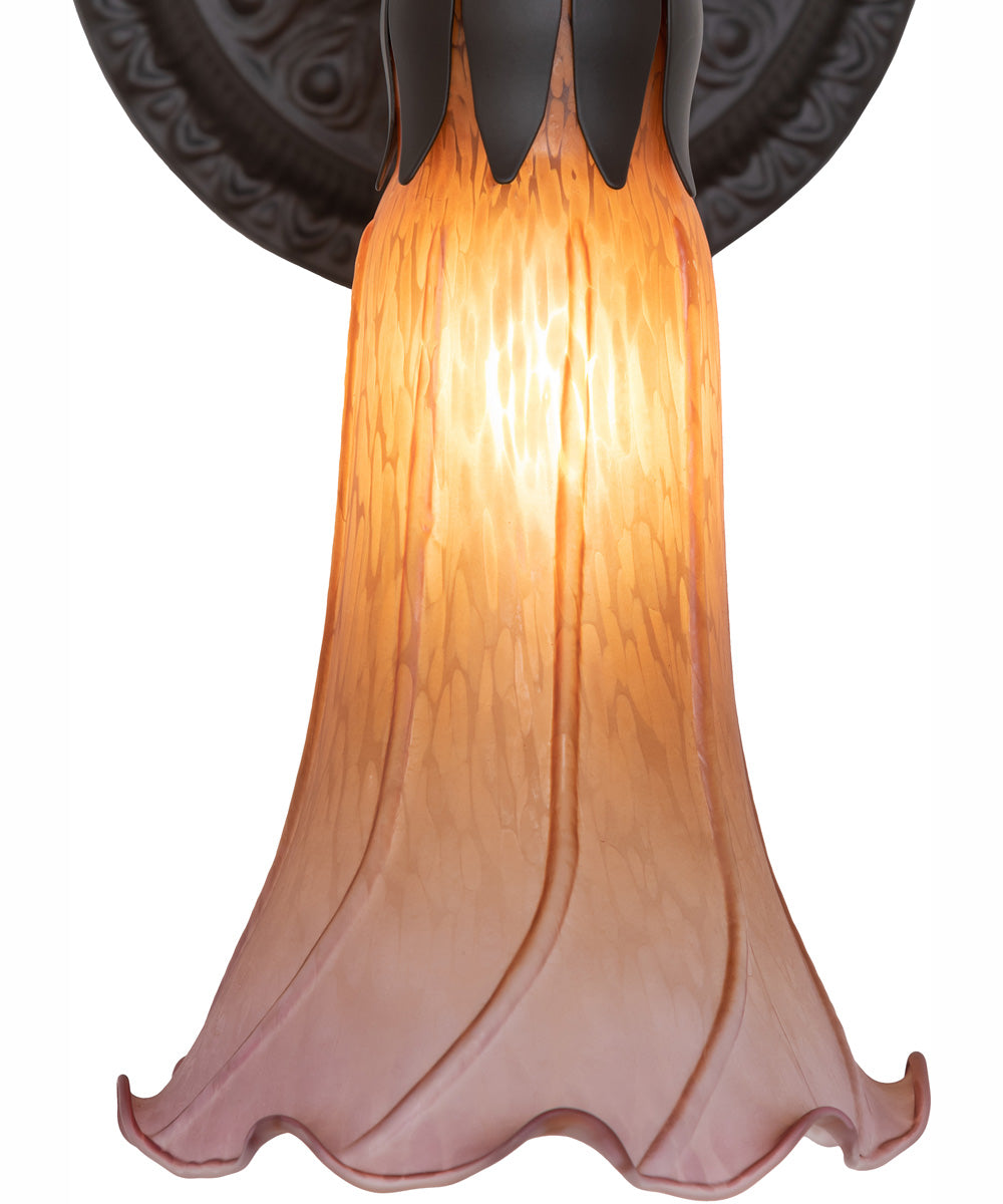 5.5" Wide Amber/Purple Tiffany Pond Lily Wall Sconce