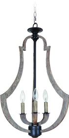 17"W Winton 3-Light Foyer Light Weathered Pine/Bronze