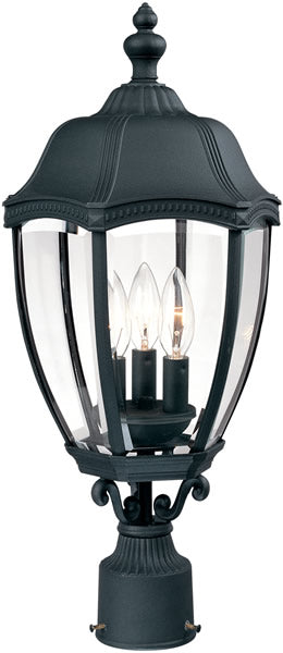 22"h Roseville 3-Light Outdoor Post Lantern Black