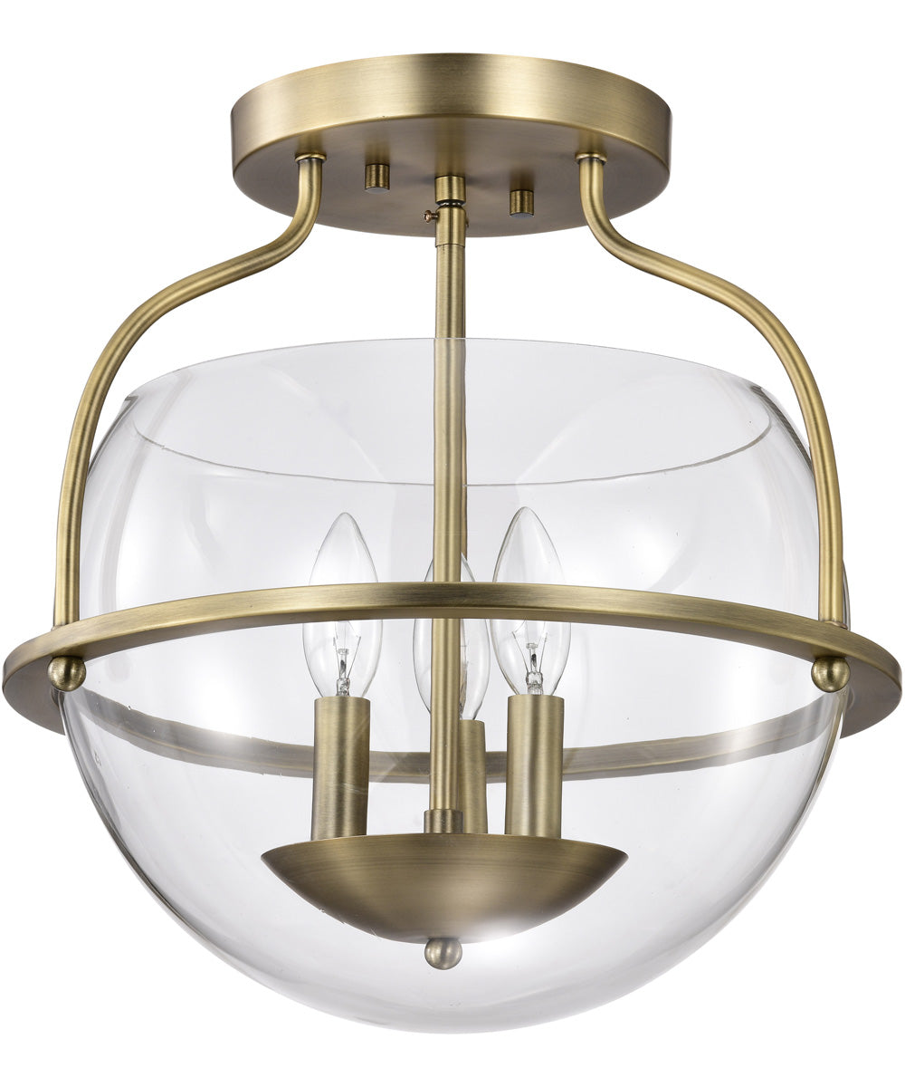 Amado 3-Light Close-to-Ceiling Vintage Brass