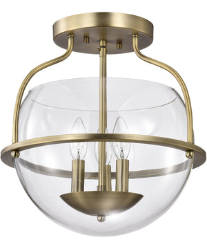 Amado 3-Light Close-to-Ceiling Vintage Brass