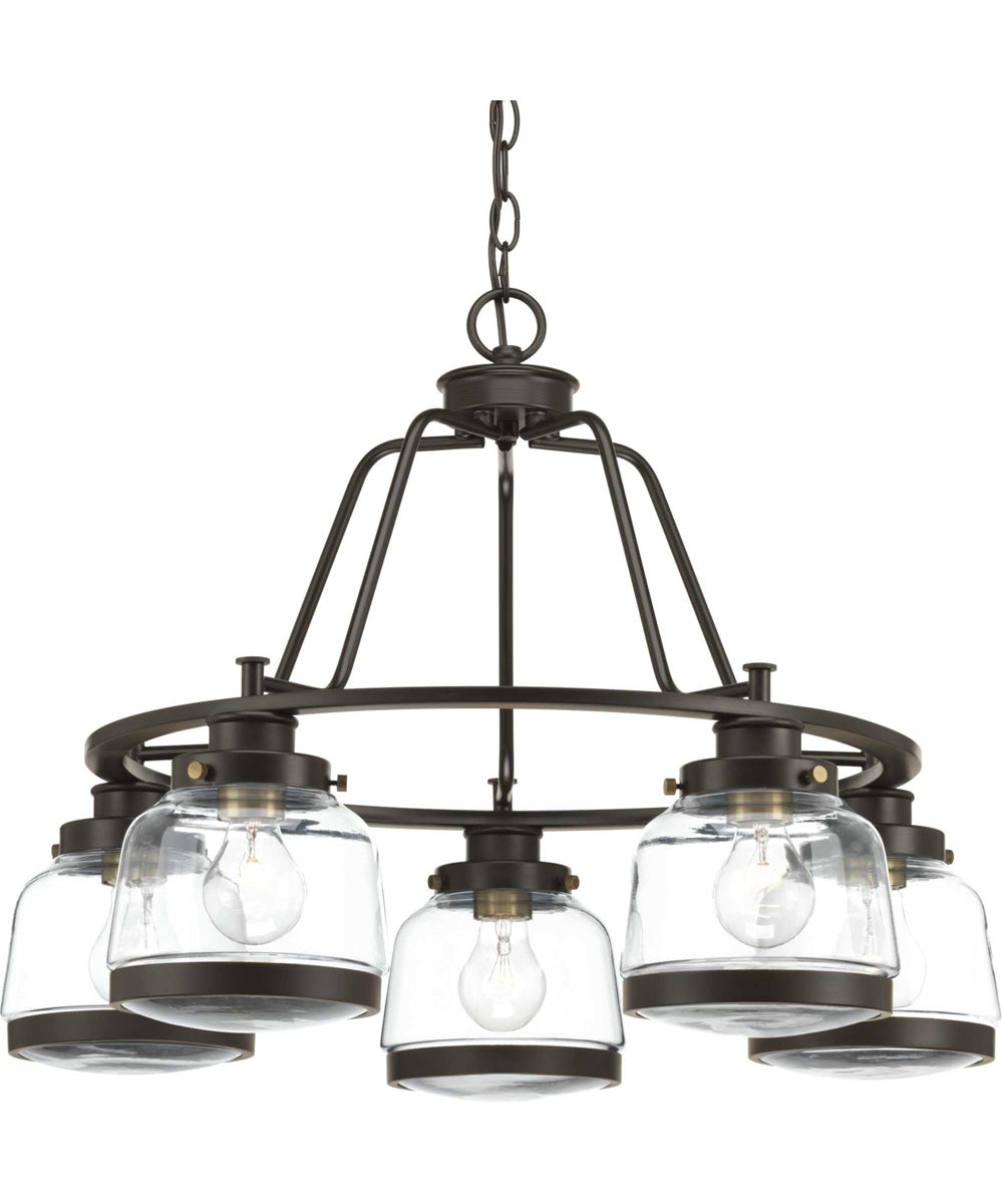 Judson 5-Light Clear Glass Farmhouse Chandelier Light Antique Bronze