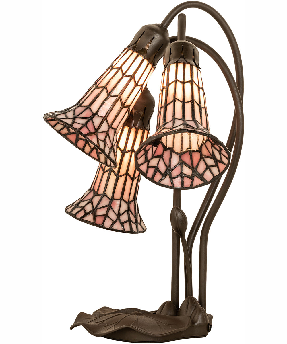16" High Stained Glass Pond Lily 3 Light Accent Lamp