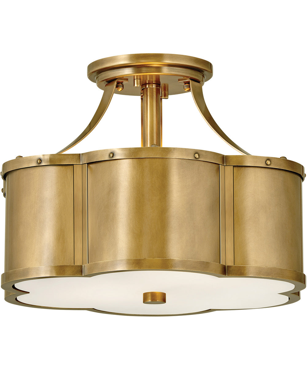 Chance 2-Light Small Semi-flush Mount in Heritage Brass