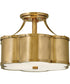 Chance 2-Light Small Semi-flush Mount in Heritage Brass