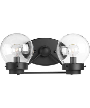 Spatial 2-Light Clear Glass Global Bath Vanity Light Matte Black