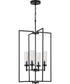 Kellwyn 4-Light Clear Glass Transitional Style Foyer Pendant Light Matte Black
