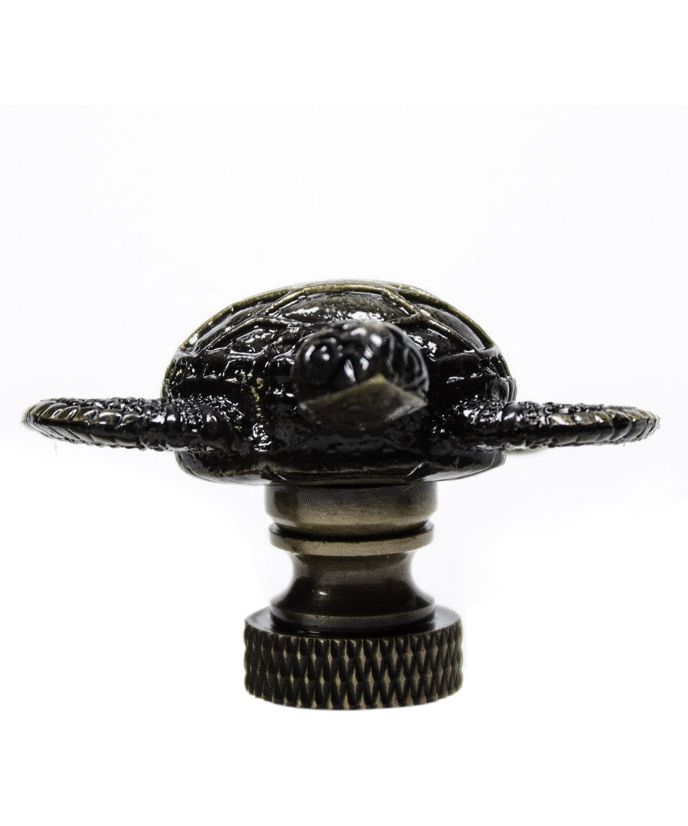1.4"H Antique Metal Sea Turtle Antique Brass Base Lamp Finial