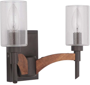 12"W Tahoe 2-Light Bath Vanity Light Espresso/Whiskey Barrel