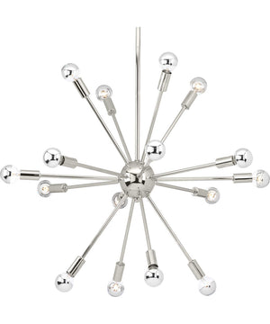 Ion Sixteen-Light Mid-Century Modern Chandelier Light Polished Nickel