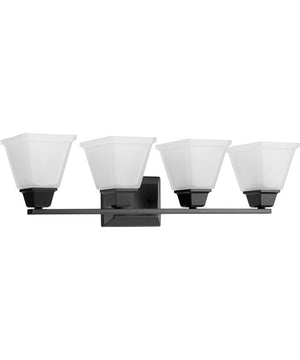 Clifton Heights 4-Light Modern Farmhouse Etched Glass Bath Vanity Light Matte Black