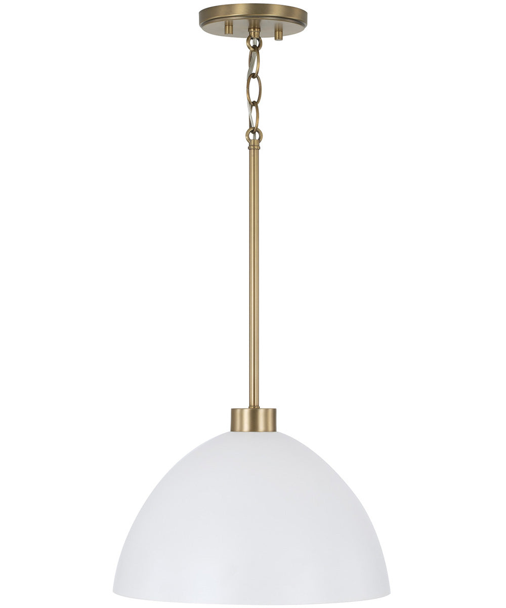 Ross 1-Light Pendant Aged Brass and White