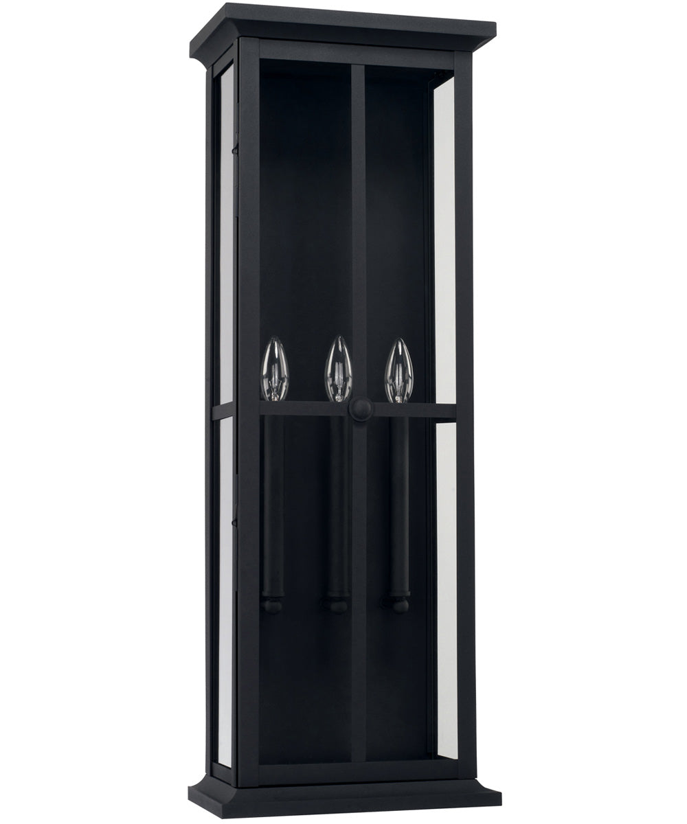 Mansell 3-Light Outdoor Wall Mount Rain or Shine - Black with Clear Glass