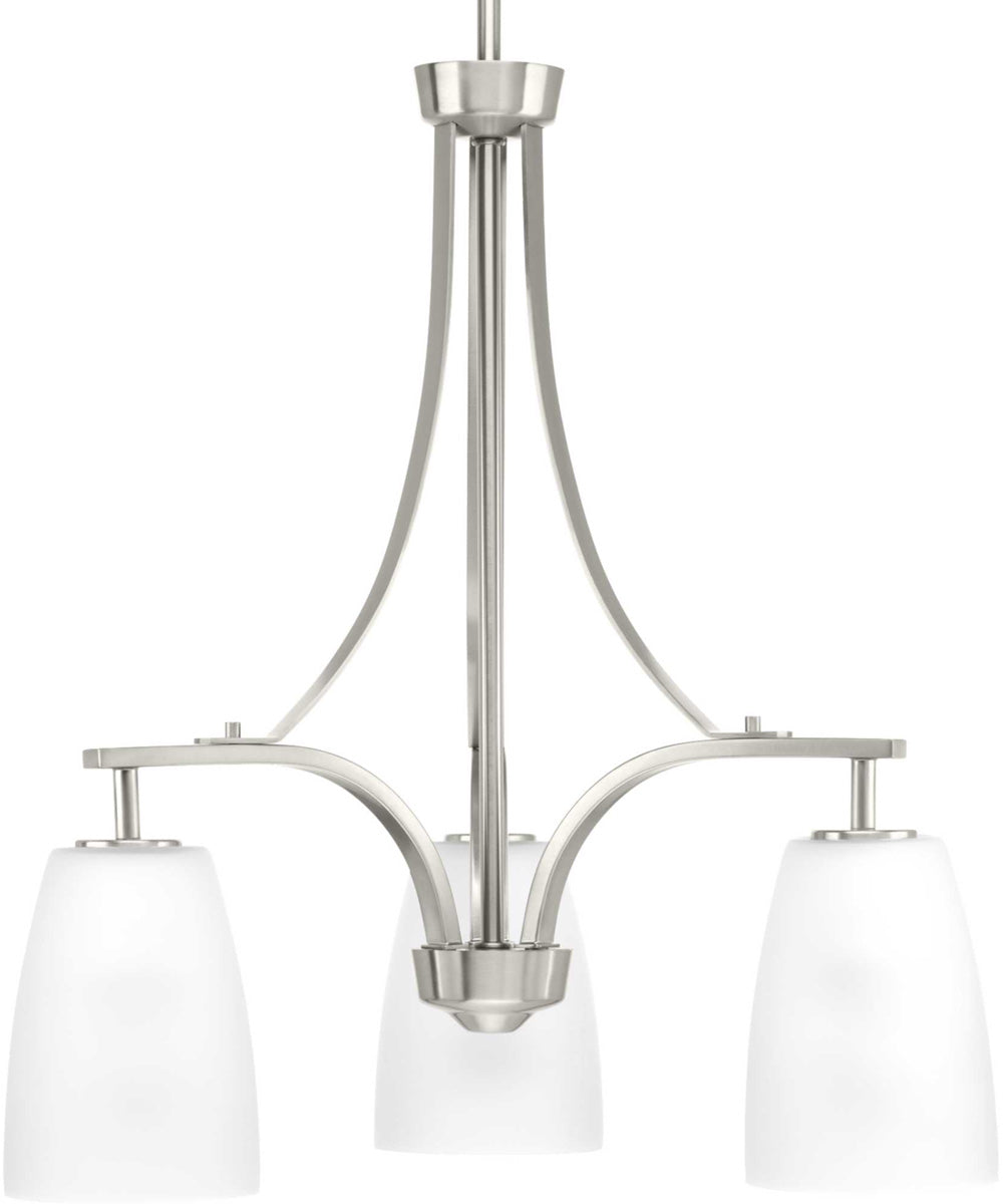 Leap 3-Light Etched Glass Modern Chandelier Light Brushed Nickel