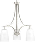 Leap 3-Light Etched Glass Modern Chandelier Light Brushed Nickel