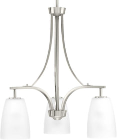 Leap 3-Light Etched Glass Modern Chandelier Light Brushed Nickel