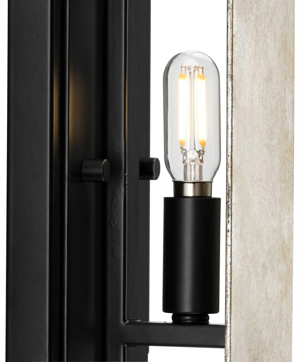 Lowery 1-Light Matte Black/Aged Silver Leaf Industrial Luxe Wall Sconce Matte Black