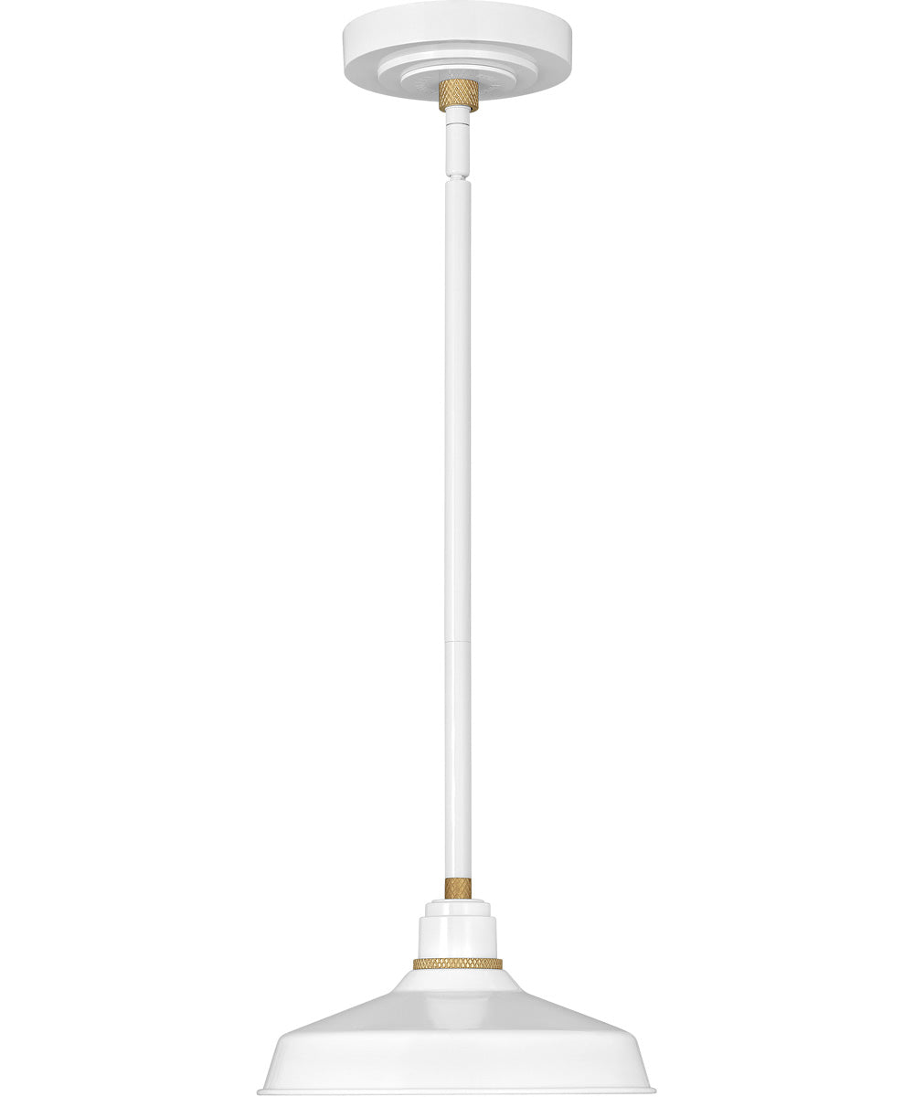 1-Light Outdoor Pendant Barn Light in Gloss White