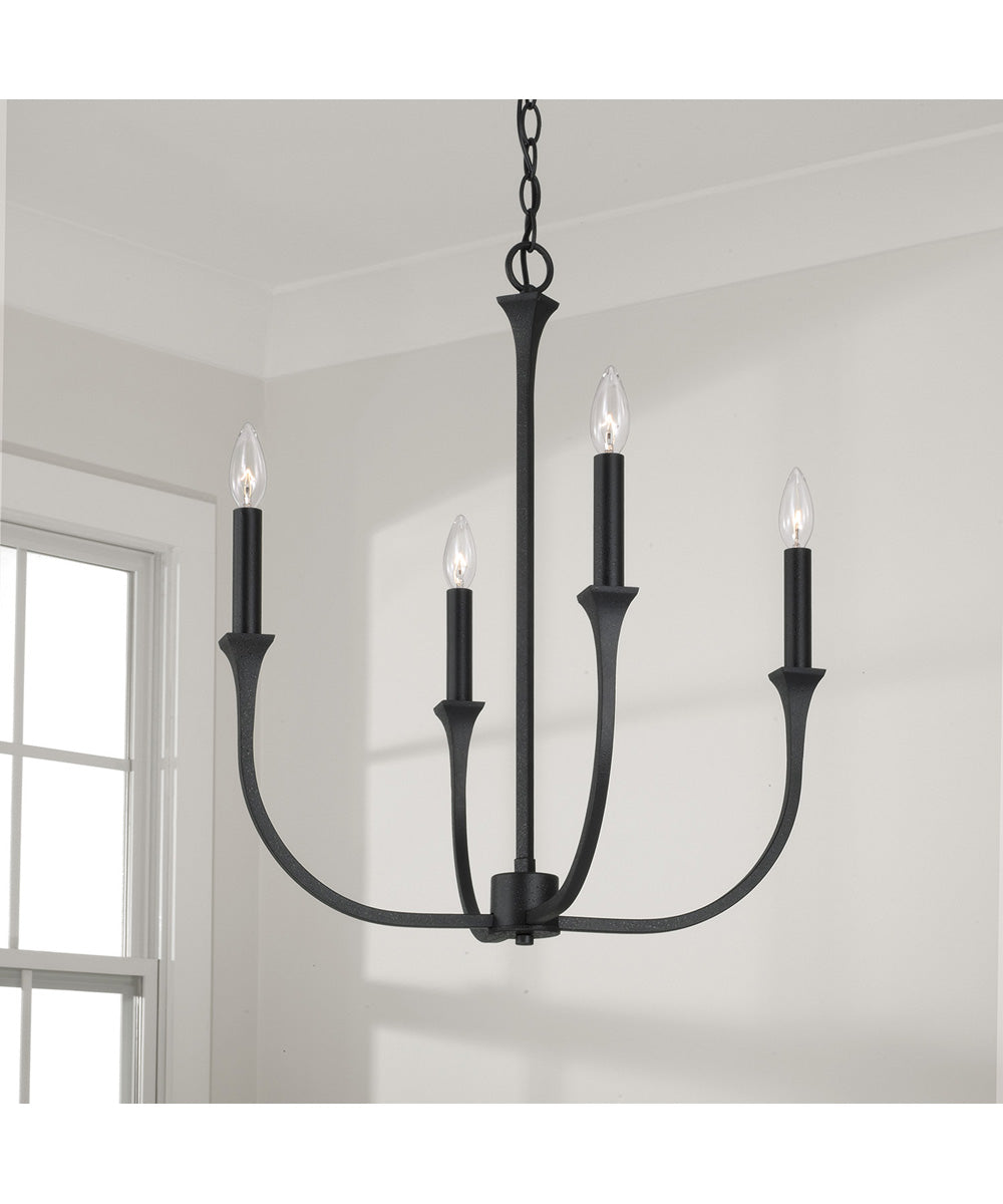 Decklan 4-Light Chandelier Black Iron