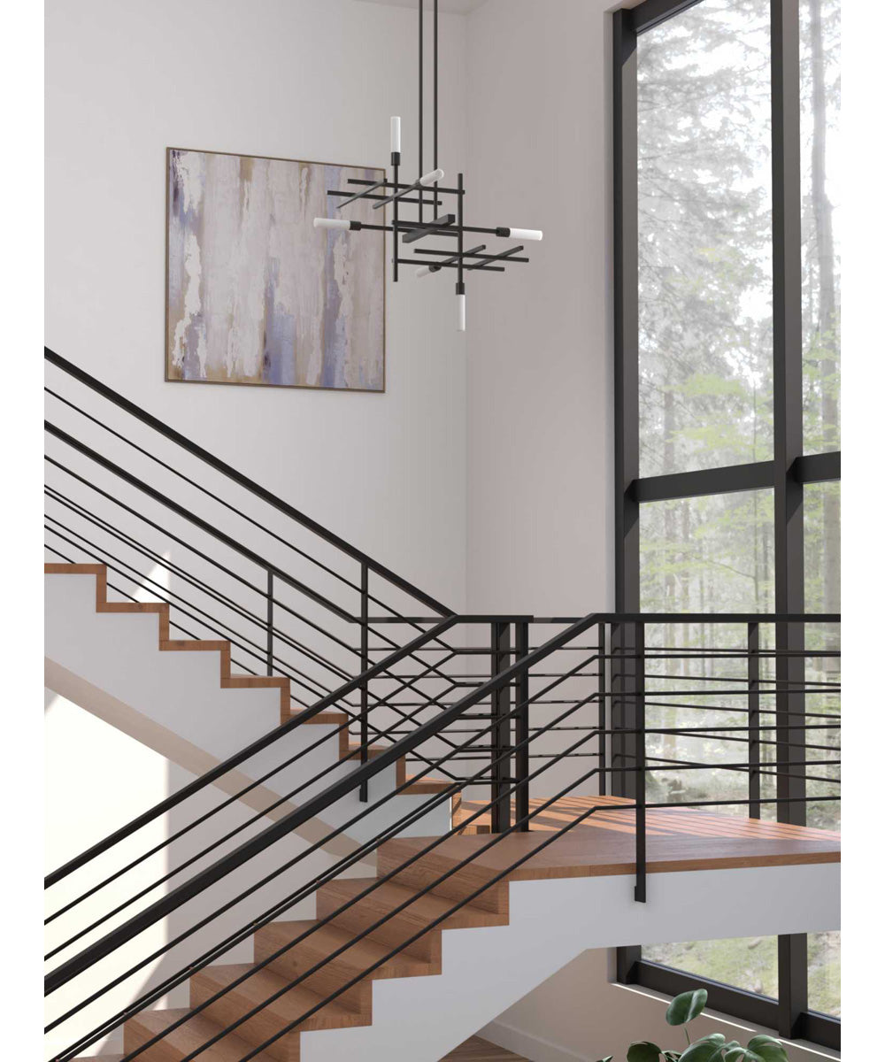 Quadrant LED 6-Light Modern Style Chandelier Light Matte Black